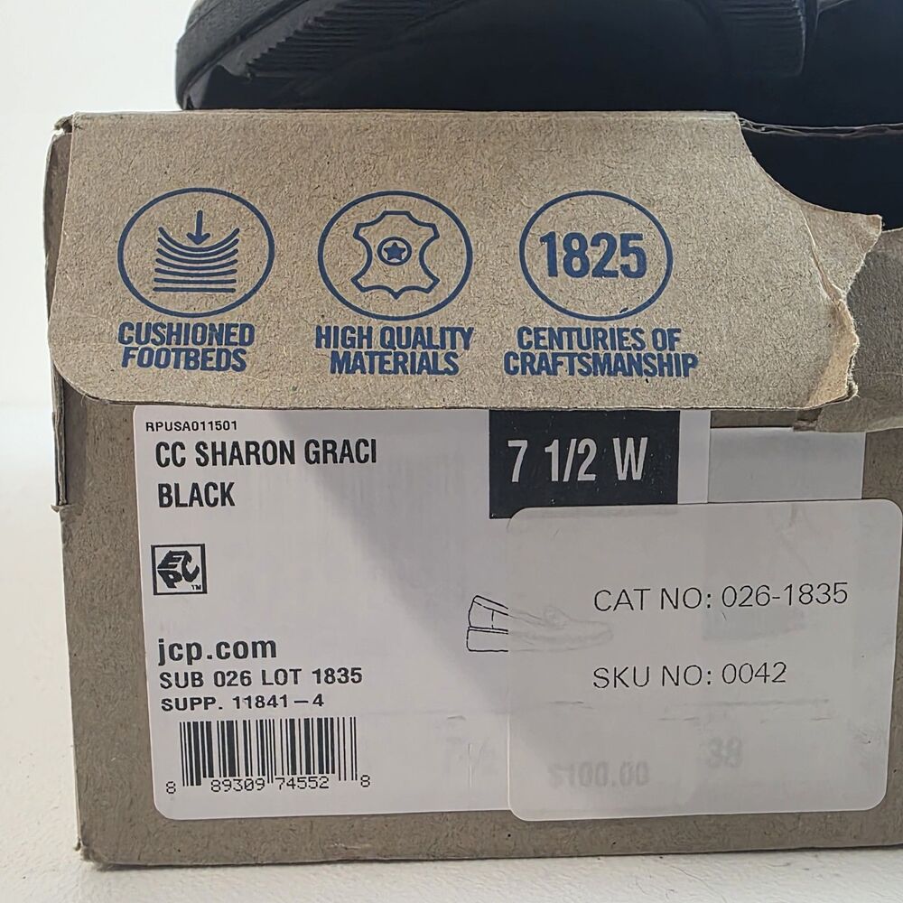 Clarks Collection Sharon Gracie Black Wedge Slip On Loafers Womens Sz 7.5W New - Picture 9 of 9